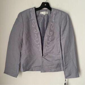Tahari ASL Women’s Linen Blend Beaded Blazer jacket size 12